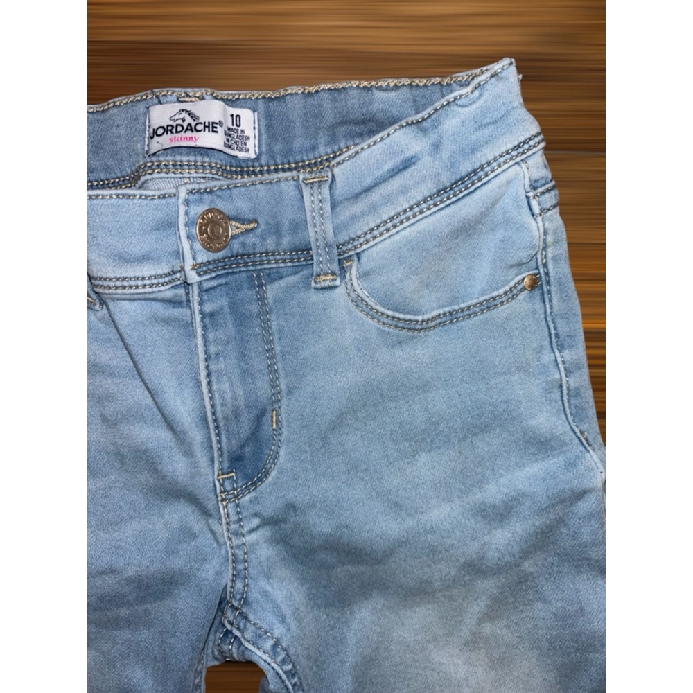 Jordache Girl's Size 10 Light Blue Stretchy Skinny Jeans Adjustable Waist EUC - Picture 5 of 15